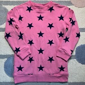Primary Kids Star Sweatshirt (Size 6-7, Pink with Navy Stars, Pockets!)